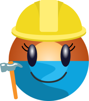 mascot with constructor hat and a hammer
